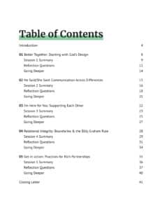 Better Together Table of Contents